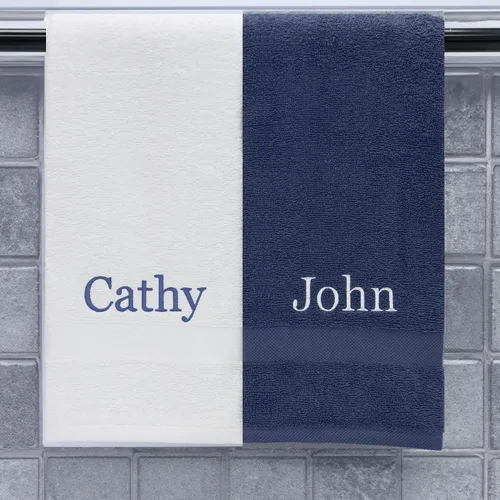 Miniatura 5 de Personalized Embroidered Soft Bath Towels - 2 Piece Decorative Towel Set for Bathroom, Gym, Sauna, Shower, Spa, Pool, & College Dorm - Cotton (Sage)