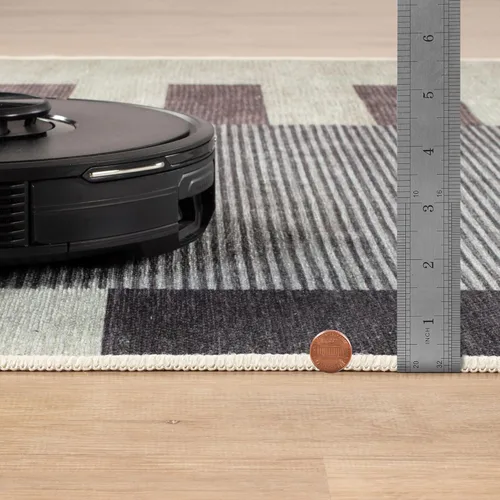 Miniatura 9 de Bloom Rugs Alfombra de pasillo lavable antideslizante de 12 pies – Beige/rosa moderno geométrico para entrada, pasillo, baño y cocina