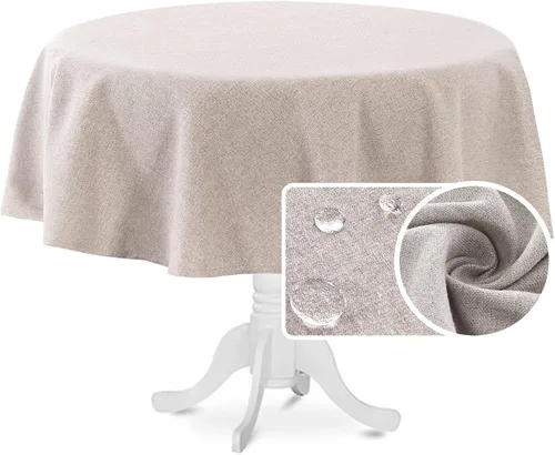 Miniatura 17 de H.VERSAILTEX Mantel de Lino Texturizado 60 x 84 pulgadas Impermeable Mantel Decorativo Antiderrames con Aspecto de Lino para Mesa de Fiesta Tela