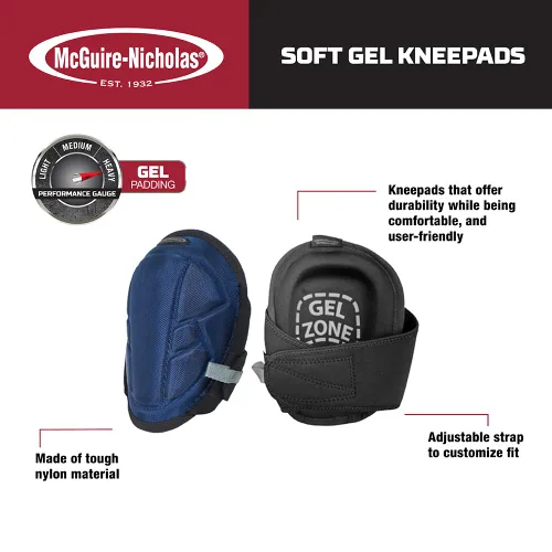 Miniatura 2 de Rodilleras de gel McGuire-Nicholas Lite Pro para suelos para hombres y mujeres, rodilleras ajustables de gel suave para jardinería, suelos
