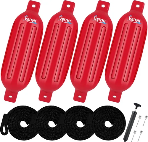 Miniatura 65 de Juego de 4 guardabarros para barco de 4.5/5.5/6.5/8.5/10/16 pulgadas, parachoques de vinilo con ojos gemelos acanalados, parachoques para barco