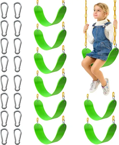 Miniatura 9 de Sunnyglade Juego de 2 columpios resistentes con cadena de 66 pulgadas, accesorios de repuesto con ganchos a presión, soporta 250 libras (2, verde)