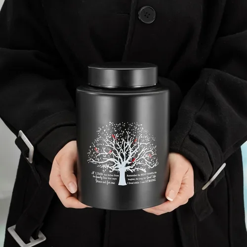 Miniatura 4 de SOITIS Urna mediana de hasta 140 libras para cenizas humanas adultas, urna decorativa de acero inoxidable de 7.3 pulgadas, árbol de la vida