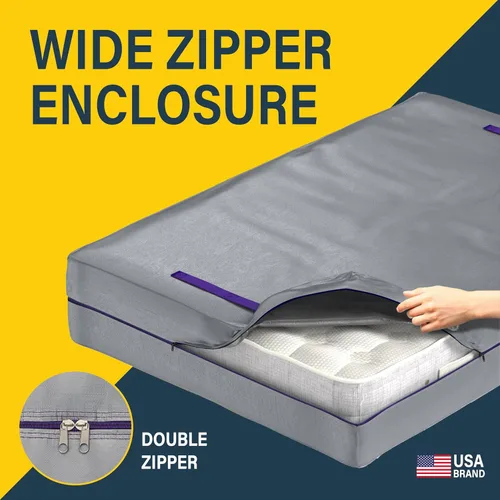 Miniatura 4 de Protector de colchón Full XL para mudanza y almacenamiento, resistente 10 mil de grosor, impermeable, para mudanzas, cremallera y 8 asas