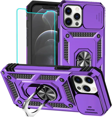 Miniatura 22 de HNHYGETE Funda para iPhone XR con protector de pantalla HD: [grado militar de 20 pies probada en caídas] Funda protectora para cámara deslizante a