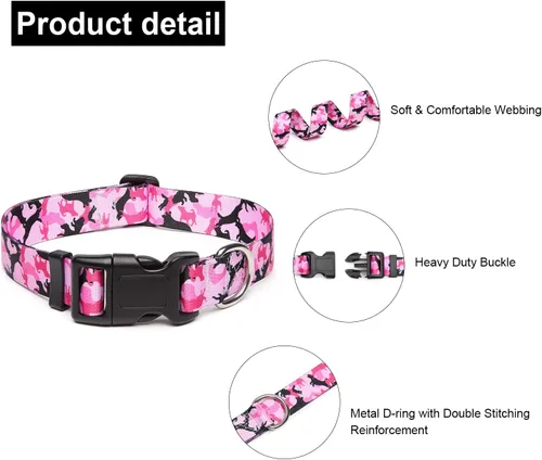 Miniatura 23 de Mercano Collar ajustable para perro, patrones de diseño especial, nailon suave, cómodo y resistente, collar para mascotas para perros pequeños