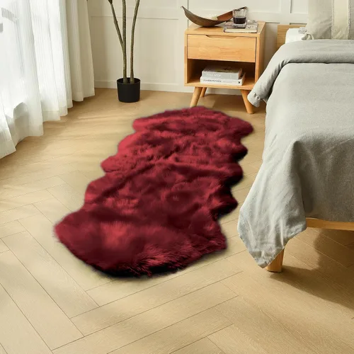 Miniatura 10 de duduta - Alfombra de pelo de oveja sintética verde esmeralda de 2 x 3 pies, alfombra esponjosa lavable para cabecera de cama pequeña, dormitorio