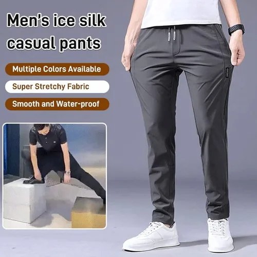 Miniatura 6 de Pantalones elásticos de secado rápido para hombre, de seda de hielo, transpirables, de secado rápido, pantalones de trabajo de pesca, para correr