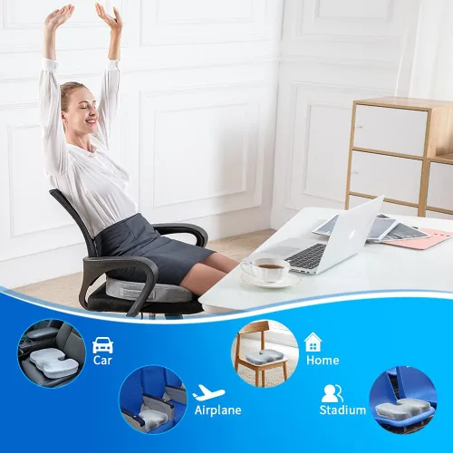 Miniatura 5 de SAIREIDER Cojines de asiento para sillas de oficina, almohadillas de cojín de coxis de espuma viscoelástica para dolor de coxis, almohada de alivio