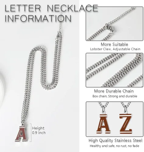 Miniatura 3 de AIAINAGI Collar con letra inicial de fútbol A-Z para niños, dije de fútbol americano, cadena de plata de acero inoxidable, regalo de fútbol