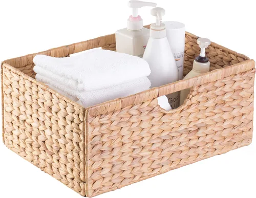 Miniatura 4 de Cubo de almacenamiento plegable de jacinto de agua natural, mediano