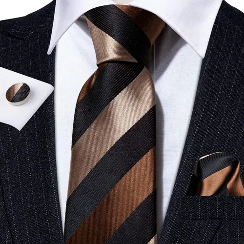 Miniatura 6 de Barry.Wang Juego de corbatas para hombre, corbata de seda a rayas, tejido a cuadros, gemelos formales, negocios, boda