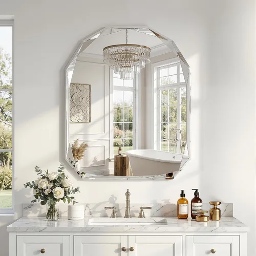 Miniatura 14 de Suidia Espejo de baño, espejo de pared de 20 x 30 pulgadas, espejo de baño sin marco con borde biselado para dormitorio, sala de estar, entrada