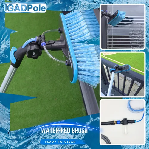 Miniatura 2 de IGAD Kit de lavado alimentado por agua de 17 pies con dispensador de jabón, cepillo, escobilla de 10 pulgadas y plumero de telaraña para ventanas