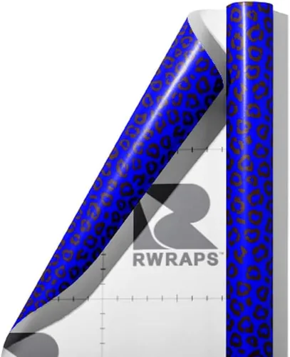 Miniatura 4 de Rwraps - Rollo de película de vinilo brillante con estampado de leopardo azul, 59 x 1 pie, rollo de lámina de vinilo para vehículos