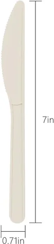 Miniatura 5 de Juego de cubiertos biodegradables de maíz, paquete de 120 cubiertos desechables, plástico de almidón de maíz compostable resistente para el hogar