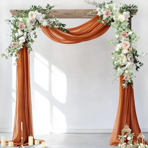 Miniatura 12 de Socomi 2 paneles de tela para arco de boda, 29 pulgadas x 19 pies, cortinas de gasa transparente azul bebé, 6 yardas para decoración de boda