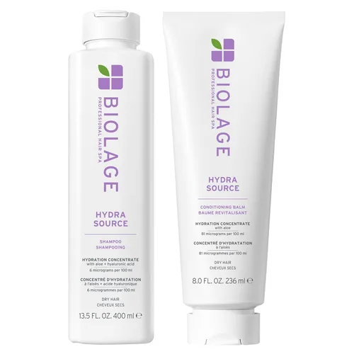 Biolage Hydra Source Shampoo & Conditioning Balm Set - Deeply Hydrates & Moisturizes Dry Hair, Infused with Fermented Aloe & Micro-Filtered