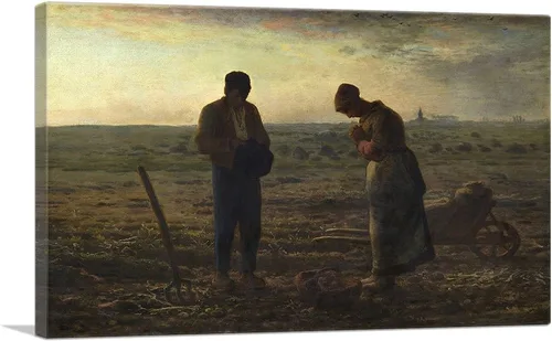 ARTCANVAS Jean-Francois Millet - Lienzo decorativo con marco de 1859 de The Angelus (12 x 8 pulgadas de profundidad)