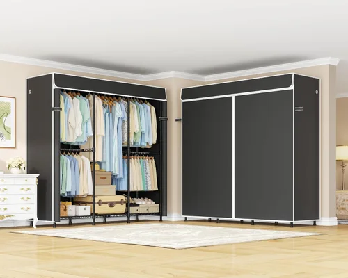 Miniatura 7 de ULIFHOME E14C - Sistema organizador de armario resistente, estantes de ropa independientes para colgar ropa, perchero ajustable de 58 pulgadas