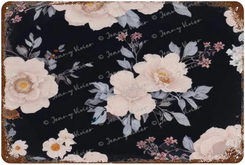Zomyto Arte de pared de flores, colorido letrero de metal floral para dormitorio, sala de estar, baño, decoración de pared negra, decoración de