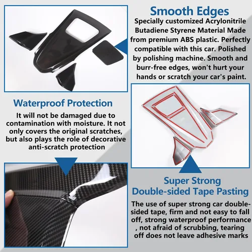 Miniatura 3 de Cubierta de panel de control compatible con Corvette C8 Stingray 2020-2024 ABS 4 piezas de cubierta de borde superior del salpicadero, accesorios