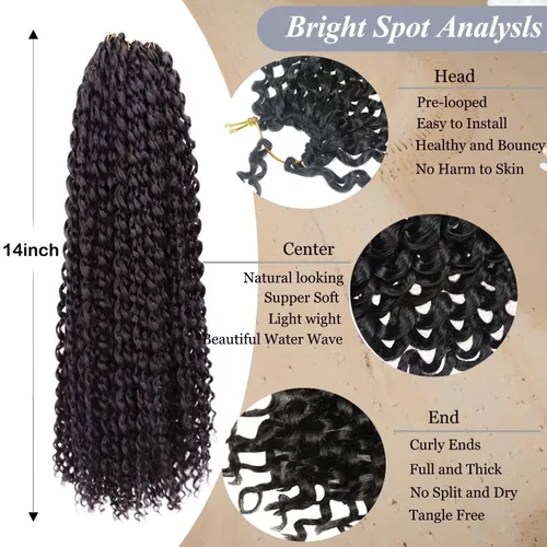 Miniatura 3 de Cabello de estilo Passion Twists de 14 pulgadas, cabello ondulado de ganchillo para mujeres negras, cabello rizado bohemio para trenzas de mariposa