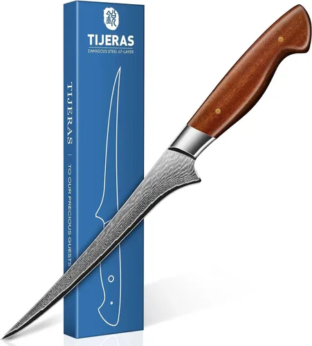 Miniatura 7 de TIJERAS Cuchillo de chef japonés, cuchillo de cocina Santoku de Damasco, 7 pulgadas, Damasco de 67 capas, cuchillos de chef profesionales afilados