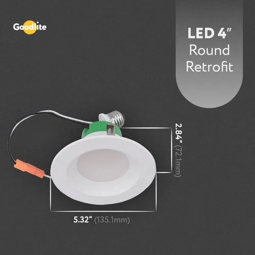 Miniatura 6 de Goodlite Foco descendente redondo LED de 4 pulgadas, 10 W (85 W igual), 850 lúmenes, 5CCT seleccionable 2700K-3000K-3500K-4100K-5000K, CRI90, Blanco