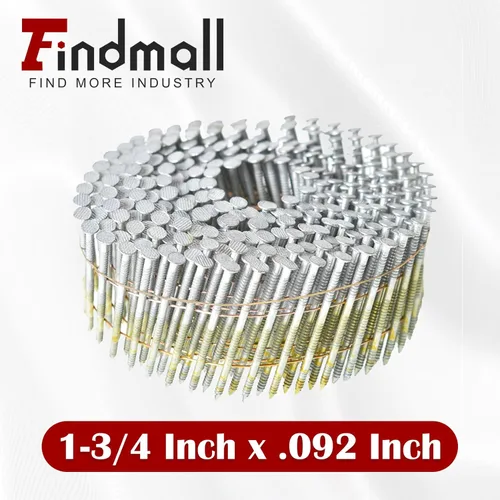 Miniatura 2 de findmall Clavos para revestimiento de 1-1/2 pulgadas, 3600 unidades, collados con alambre en bobina de 15 grados, cabeza redonda completa, clavos