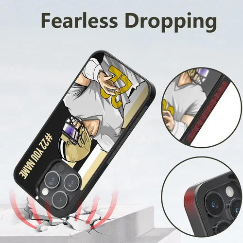 Miniatura 3 de Fundas de silicona personalizadas con número y nombre para niños deportivos para iPhone 11/12/13/14/15/16/Pro/Max/Plus/Mini/X/Xs/Xr/7/8