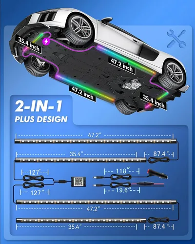 Miniatura 6 de Yielinth Kit de Luces Underglow, Luces RGB-IC Bajo el Automóvil con Color de Ensueño Danzante Perseguidor, 213 Modos de Escena, Control por App