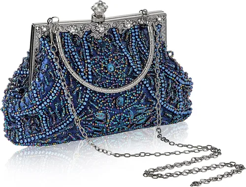 Amylove Bolso de mano con cuentas estilo vintage de los años 1920, formal, accesorios para mujer, para eventos nocturnos, regalo para fiesta de