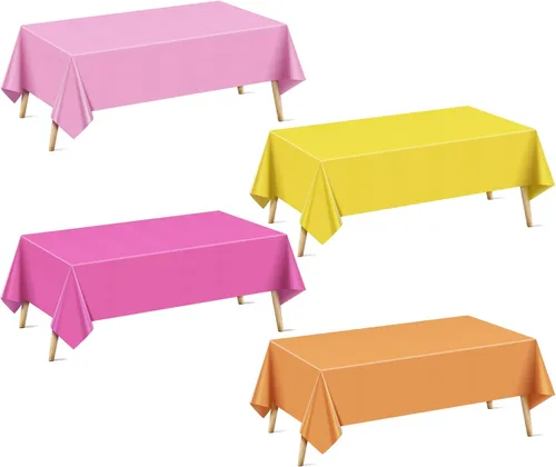 Miniatura 36 de Mantel rectangular de la serie azul y verde, 4 piezas, 54 x 72 pulgadas, color sólido, impermeable y a prueba de derrames, mantel de plástico