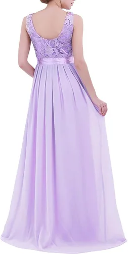 Miniatura 3 de Hularka Vestido largo de gasa de encaje floral para mujer