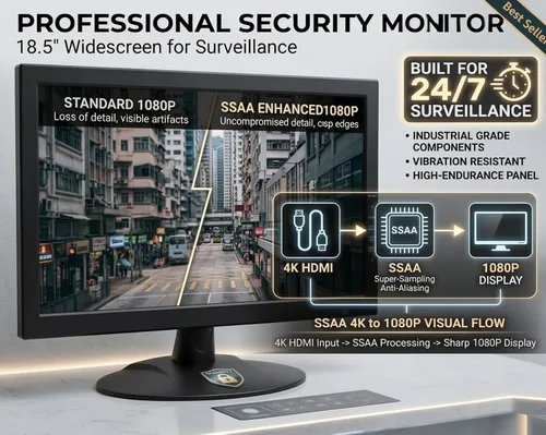 Miniatura 2 de 101AV 18.5 "Monitor de seguridad LED profesional HDMI VGA y BNC Entrada Audio Video Pantalla PC Monitor w/Altavoz para CCTV DVR Oficina y Hogar