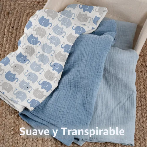 Miniatura 6 de GLLQUEN BABY Mantas de muselina para envolver al bebé, paquete de 3 mantas de recepción para niños y niñas recién nacidos, manta para envolver al