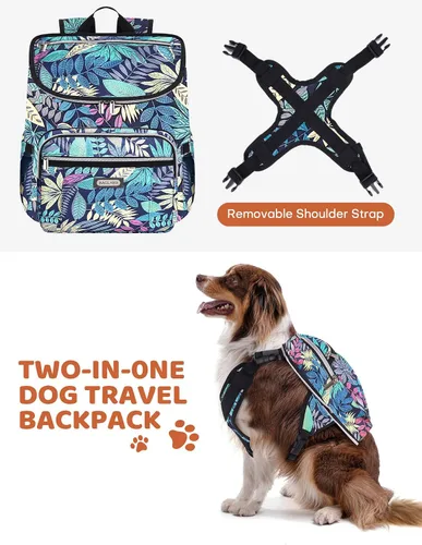 Miniatura 2 de BAGLHER Mochila de viaje para perros – Mochila de viaje desmontable para mascotas, bolsa para perros para viajar con 2 cuencos plegables de silicona