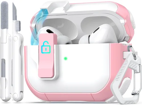 Miniatura 14 de Funda para AirPods de 4ª Generación, Diseño Transparente con Tapa Emergente Automática, Incluye Herramienta de Limpieza, Duradera y Resistente a