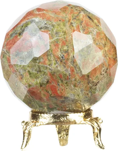 Miniatura 14 de Crocon Bola de esfera de piedra de sangre africana de 1.969 in con soporte de metal, más de 1400 quilates, bola de piedras preciosas curativas