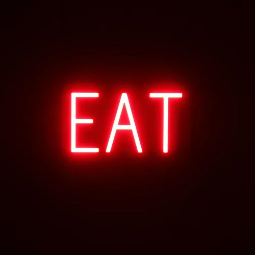 Miniatura 33 de SpellBrite Letrero EAT Letrero de neón para comer con luz LED azul, 13.1 x 6.3 pulgadas