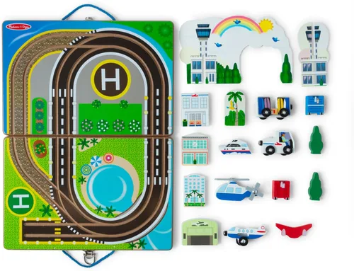 Miniatura 4 de Melissa & Doug Juego de aeropuerto para llevar, vehículos, pistas incorporadas para niños y niñas de 3 años en adelante - Certificado FSC