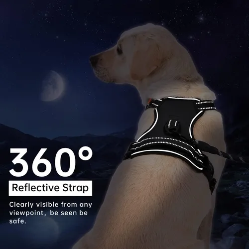 Miniatura 5 de Arnés para perro sin tirones, chaleco táctico verde XL, arnés extra grande de nailon 900D resistente con asas de fácil control, chaleco acolchado