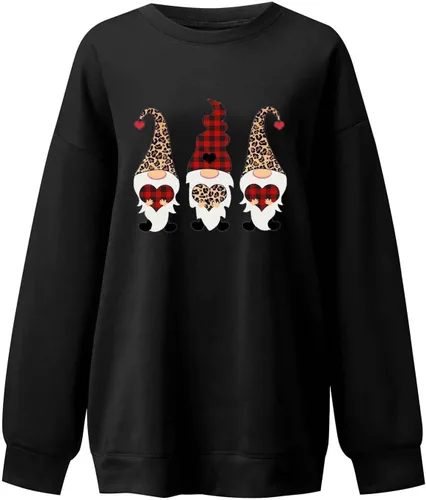 Miniatura 4 de Sudadera de Navidad para mujer, manga larga, cuello redondo, ajuste holgado, sin botones, para vacaciones, otoño e invierno