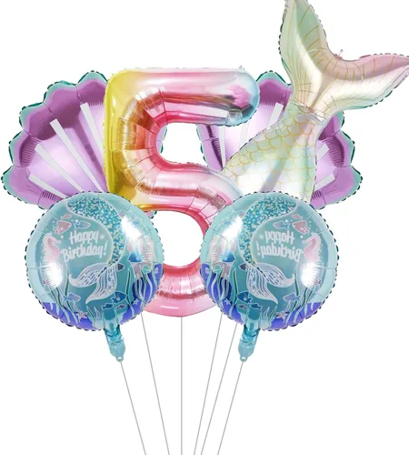 Decoración de Cumpleaños de Sirena Globos de Lámina de Números Grandes de Sirena para Niñas Bajo el Mar Tema de Sirena Baby Shower Recuerdos de