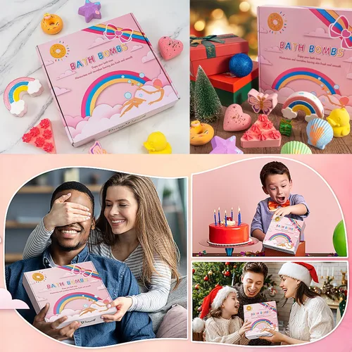 Miniatura 2 de Juego de 9 bombas de baño XXL con juguetes sorpresa para niños, juego de regalo de cumpleaños para niñas y niños, regalo ideal para el día