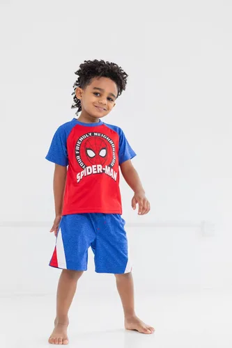Miniatura 2 de Marvel Conjunto de traje de 3 piezas de Spider-Man de los Vengadores camiseta sin mangas y pantalones cortos