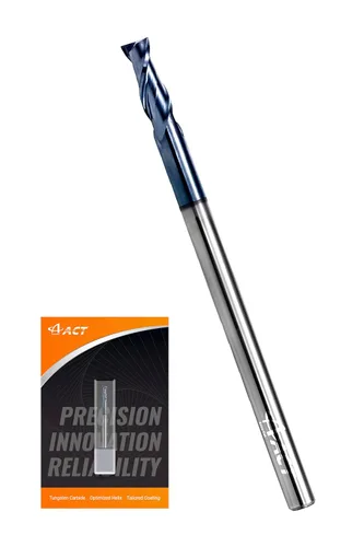 ACCUT I2KES - Fresa cuadrada de carburo de 2 flautas de 1/8 pulgadas, broca de fresado para aluminio, acero, cobre, plástico y aleaciones, hélice de