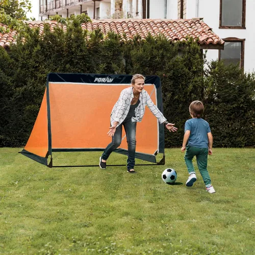 Miniatura 4 de Portería de fútbol portátil de Poray con red emergente para niños y adultos con tela Oxford de 210D y estacas extra, regalo de cumpleaños y Tiras