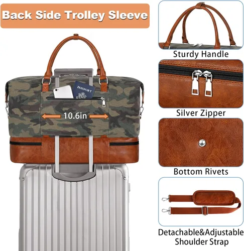 Miniatura 3 de IBFUN Bolsas de viaje de fin de semana para mujer, bolsa grande de fin de semana con compartimento impermeable para zapatos, bolsa de aseo